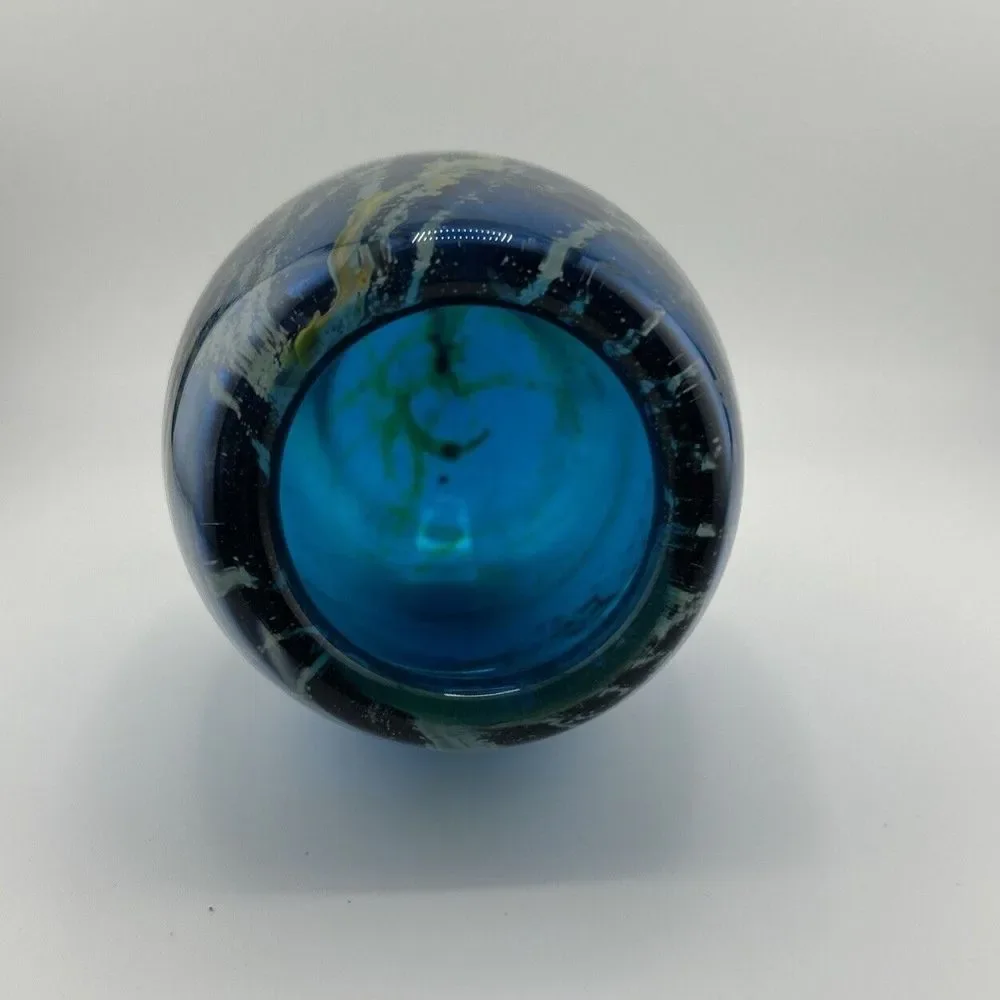 Beautiful MDINA Blue/Green/Yellow‎ Glass Vase - ~6.5 Inches Tall